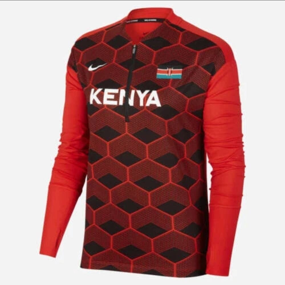 Nike Women's Kenya Element 1/2 Zip Running Top Red Black Athletic Size XS
